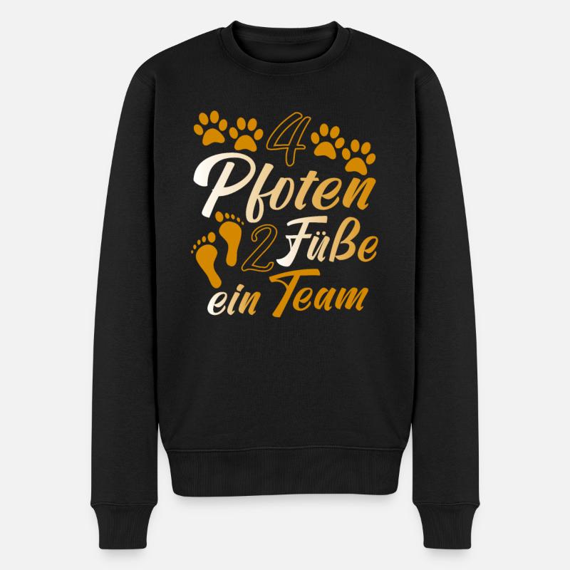 4 Pfoten 2 Füße Ein Team Hundeliebhaber Geschenk - Männer Premium Bio Pullover - Schwarz