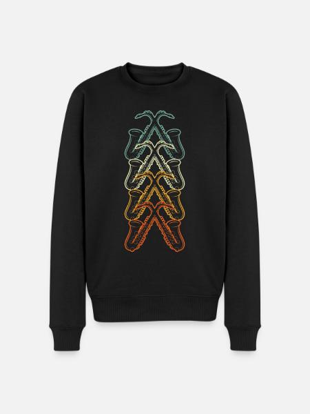 Saxophonist Gift Retro Saxophone - Men's Premium Organic Jumper - black