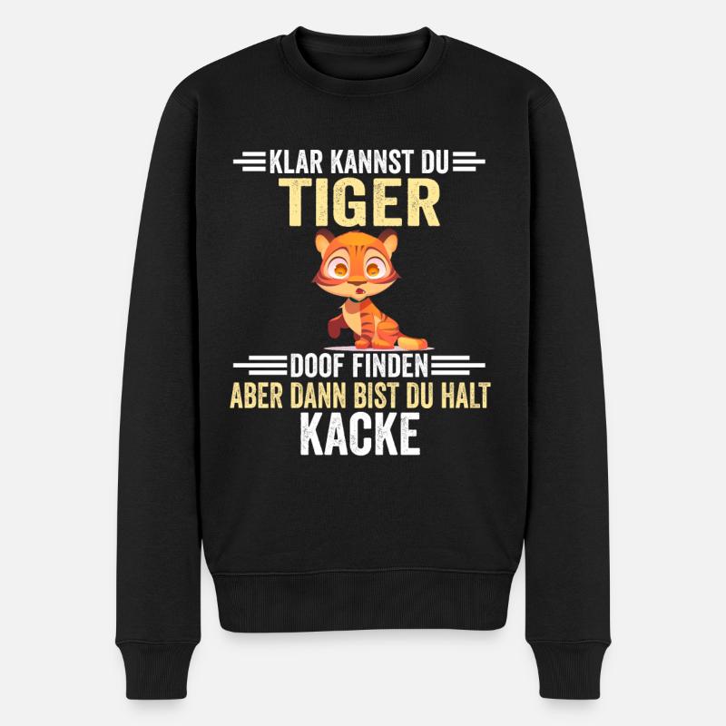 Tiger Zootier - Männer Premium Bio Pullover - Schwarz