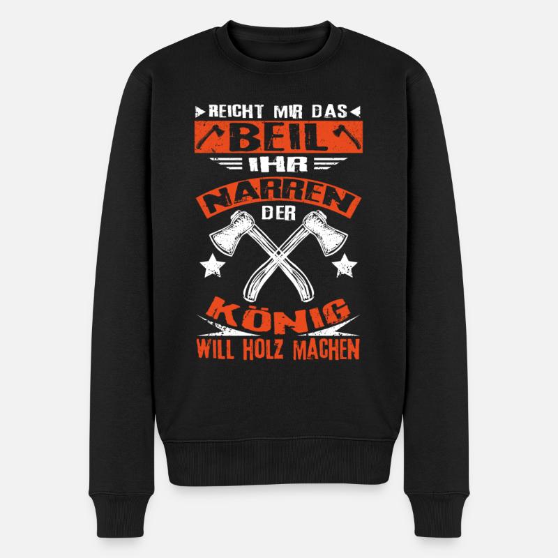Holz Machen Axt Beil - Männer Premium Bio Pullover - Schwarz