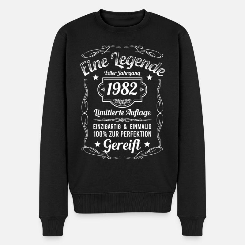 Geburtsjahr 1982 Vintage Geburtstag Legende 1982 - Männer Premium Bio Pullover - Schwarz