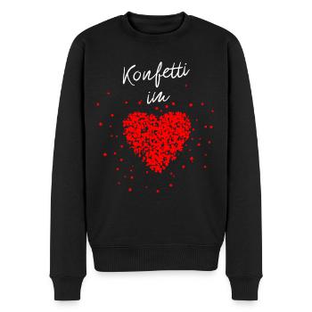 Konfetti im Herzen Fasching Karneval Konfetti - Männer Premium Bio Pullover - Schwarz - Vorne - Nico (187cm)