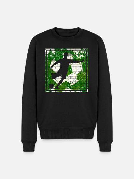 Fußball Fußballer Silhouette - Männer Premium Bio Pullover - Schwarz