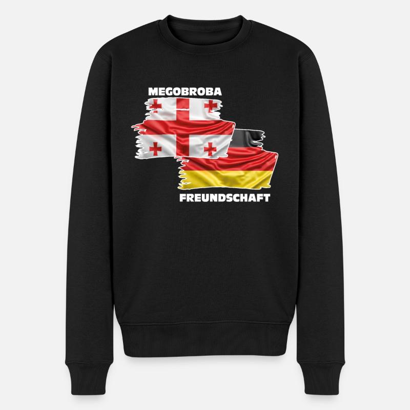 Georgien Deutschland Fahne Freundschaft - Männer Premium Bio Pullover - Schwarz