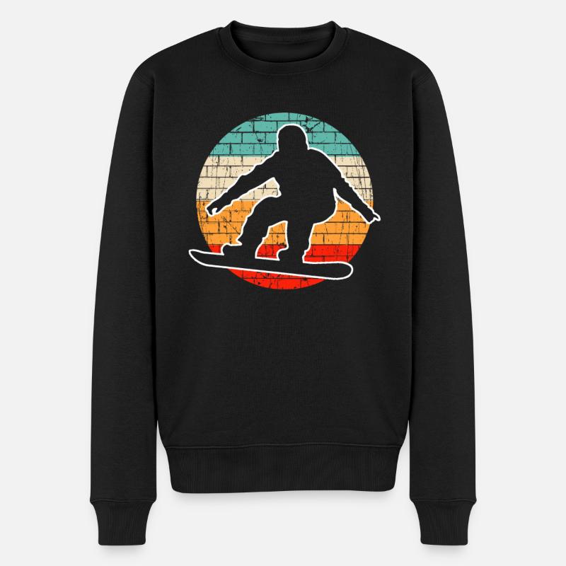 Snowboarding Retro - Männer Premium Bio Pullover - Schwarz