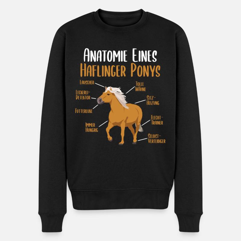 Anatomie eines Haflinger Ponys - Haflinger Pferd - Männer Premium Bio Pullover - Schwarz