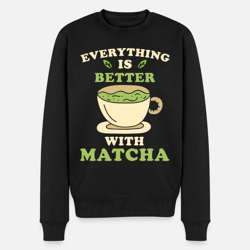 Thé Matcha - Pull Premium bio Homme - noir