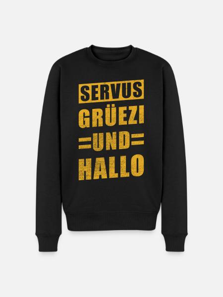 Servus Grüezi and Hello - Men's Premium Organic Jumper - black
