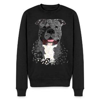 American Bully XL Polygon künstlerisch gestaltet - Männer Premium Bio Pullover - Schwarz - Vorne - Nico (187cm)