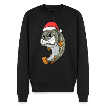 Pike Fish Christmas - Men's Premium Organic Jumper - black - Front - Nico (187cm)