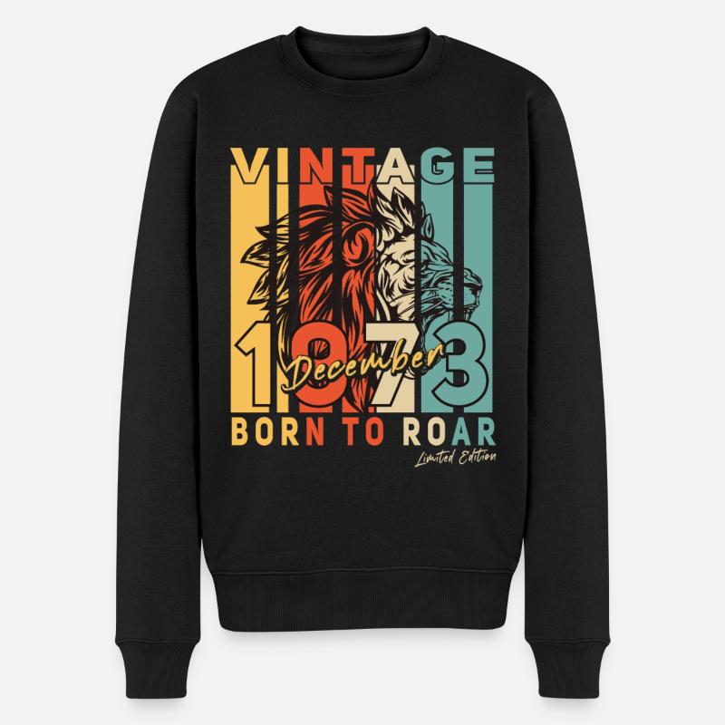 Dezember 1973 Retro Geschenk Löwe - Männer Premium Bio Pullover - Schwarz