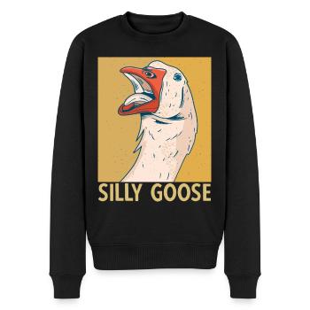 Silly Goose Alberne Gans Humor - Männer Premium Bio Pullover - Schwarz - Vorne - Nico (187cm)