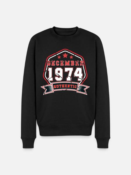 Født i december 1974 Retro - Økologisk premium-sweatshirt til mænd - sort