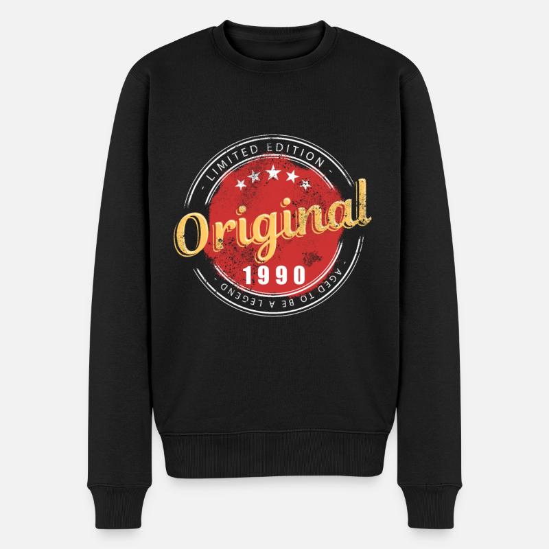 Geburtsjahr 1990 Original 1990 Geburtstag Geschenk - Männer Premium Bio Pullover - Schwarz