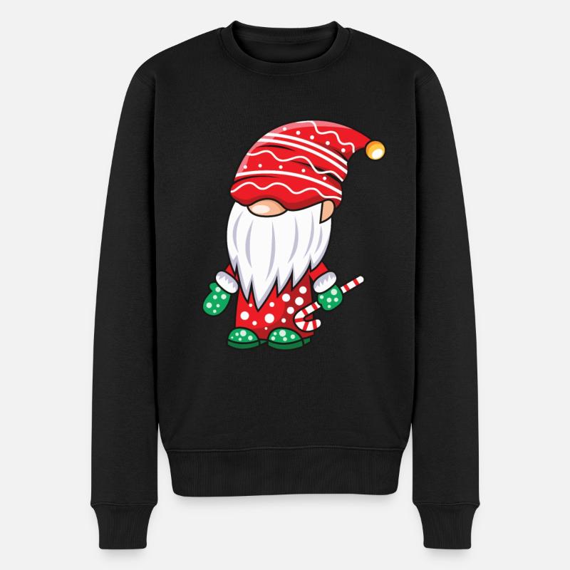 Gnom mit Zuckerstange - Männer Premium Bio Pullover - Schwarz