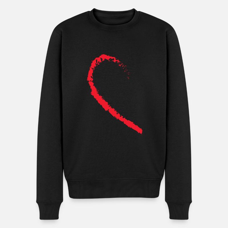Rotes Halbes Herz - Männer Premium Bio Pullover - Schwarz