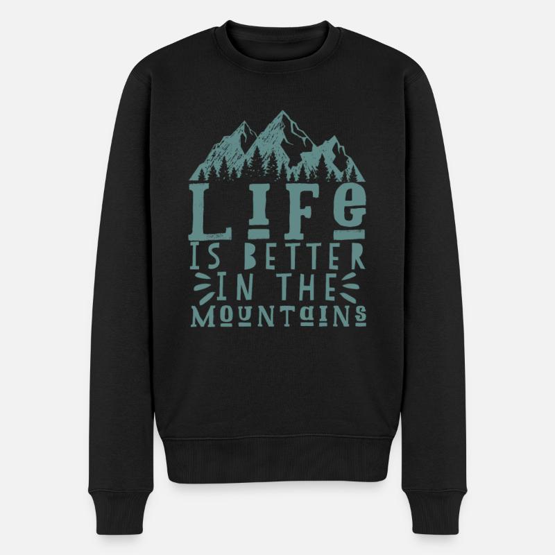 Berg Spruch - Männer Premium Bio Pullover - Schwarz