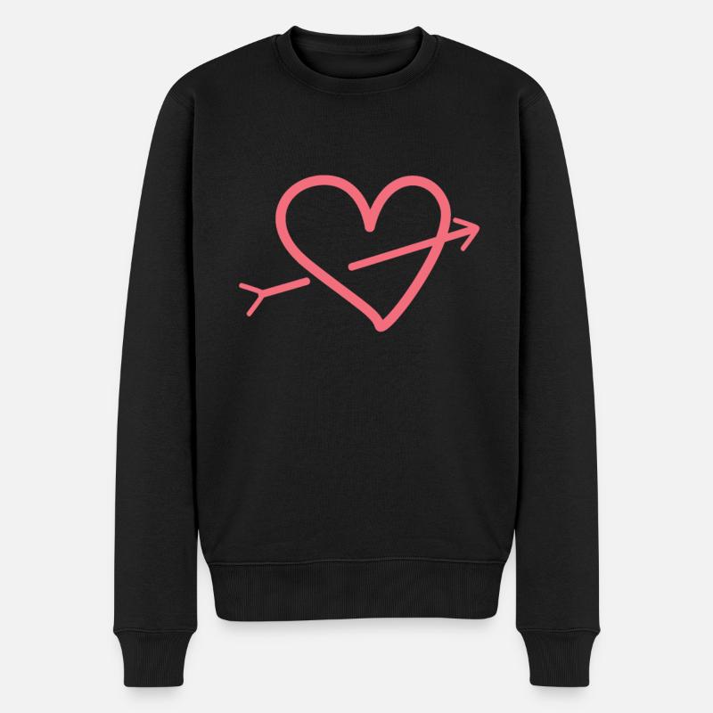 Cœur rose avec flèche - Pull Premium bio Homme - noir