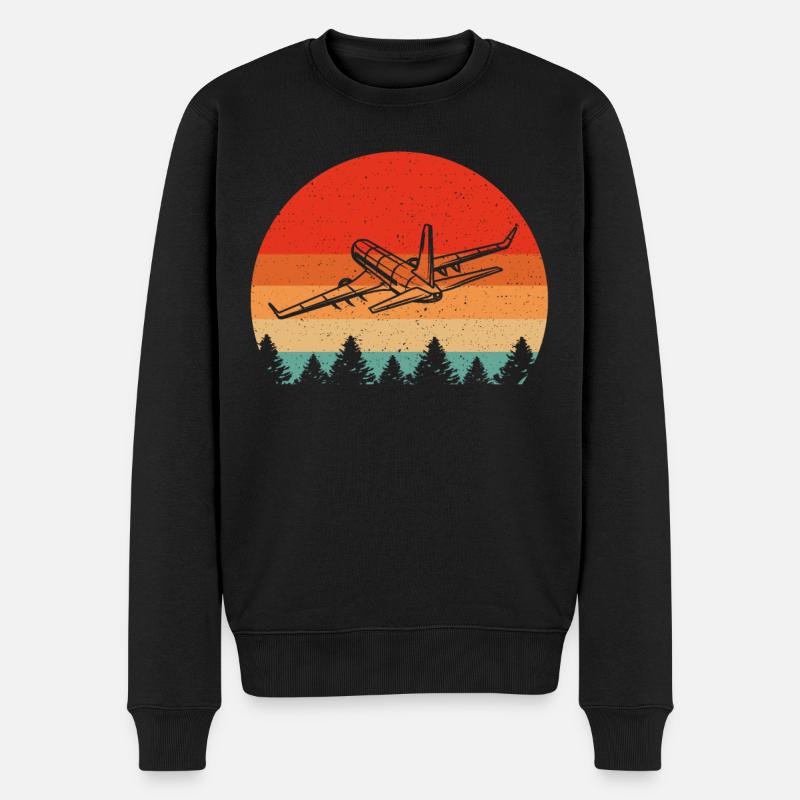 Retro fly til fly fly pilot - Økologisk premium-sweatshirt til mænd - sort