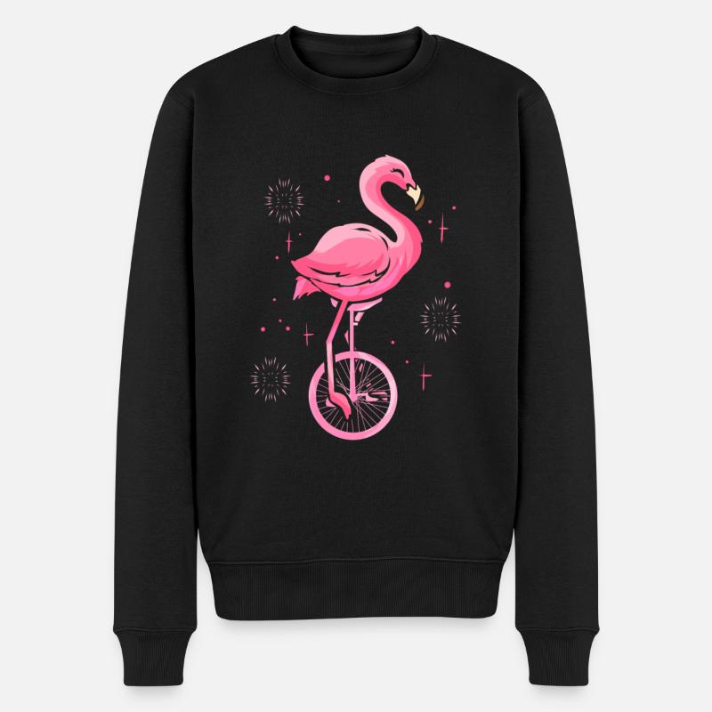 Einrad Flamingo - Einrad Fahren - Männer Premium Bio Pullover - Schwarz