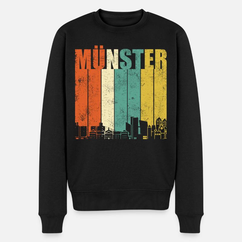 Münster | Retro Vintage Style - Männer Premium Bio Pullover - Schwarz