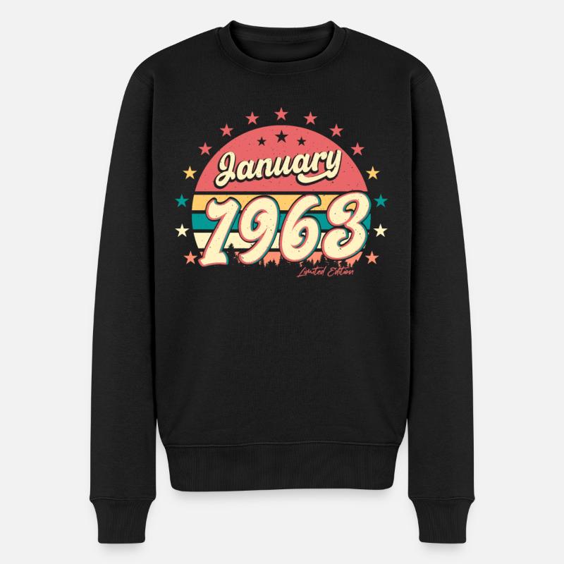 1963 Im Januar Vintage - Männer Premium Bio Pullover - Schwarz