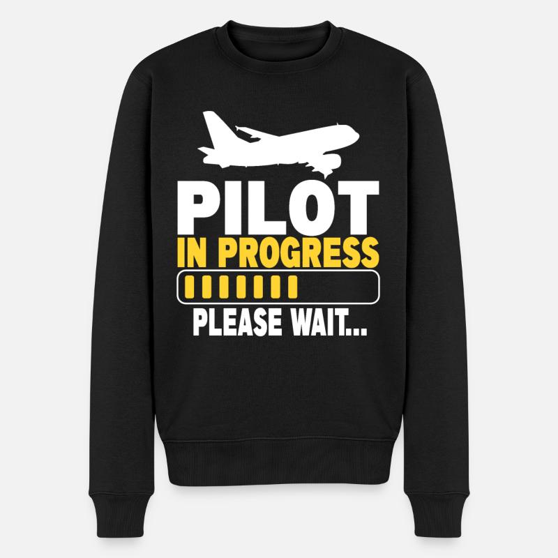 Pilot In Progress Please Wait - Men's Premium Organic Jumper - black