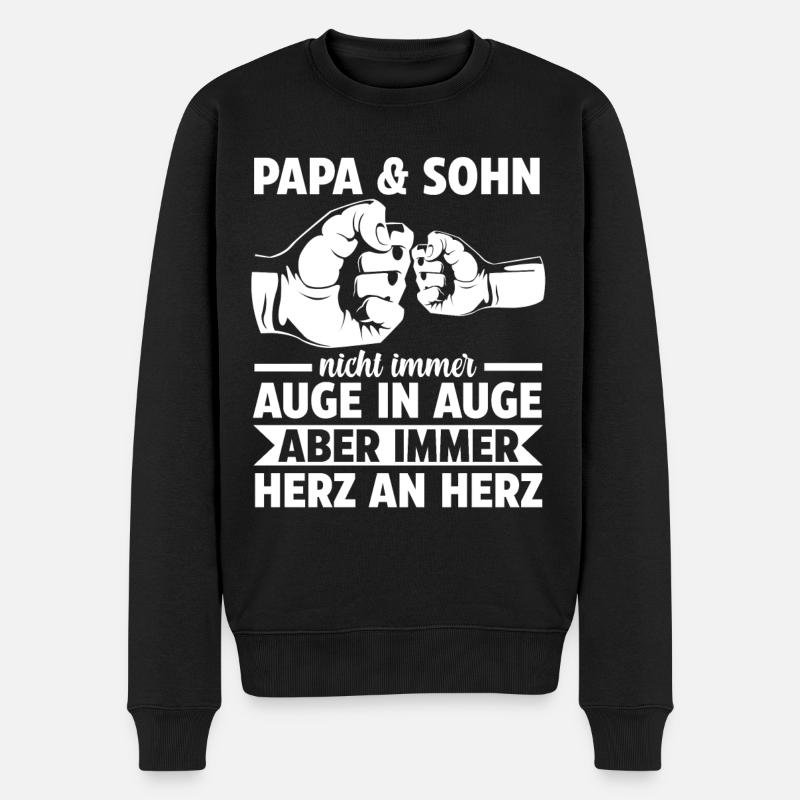 Papa und Sohn - Männer Premium Bio Pullover - Schwarz