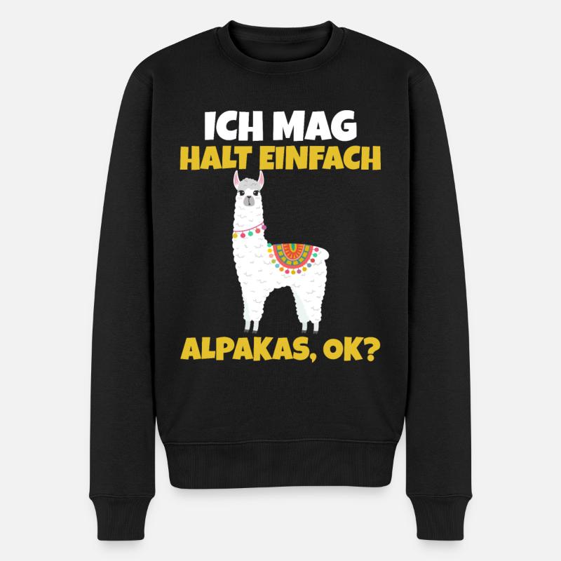 Ich mag halt einfach Alpakas ok? - Männer Premium Bio Pullover - Schwarz
