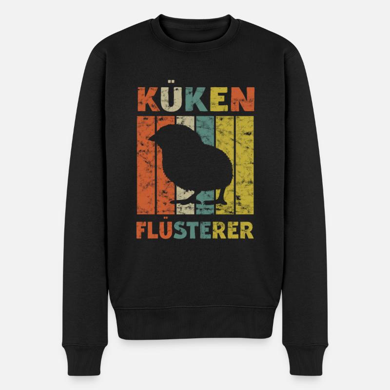 Küken Flüsterer Hühner Kücken Henne Hahn Sprüche - Männer Premium Bio Pullover - Schwarz