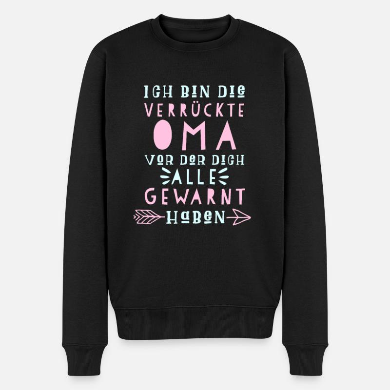 Verrückte Oma - Männer Premium Bio Pullover - Schwarz