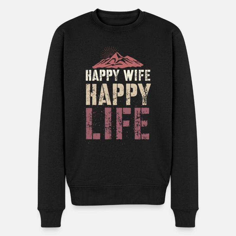 Femme heureuse Vie heureuse - Pull Premium bio Homme - noir