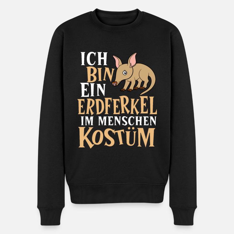 Erdferkel im Menschen Kostüm - Männer Premium Bio Pullover - Schwarz