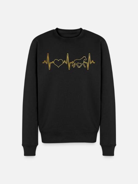 Pferd Herzschlag - Männer Premium Bio Pullover - Schwarz