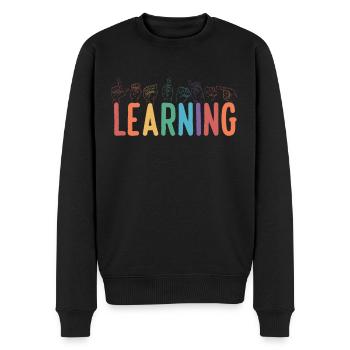 Professeur de langue des signes américaine (ASL) - Pull Premium bio Homme - noir - Devant - Nico (187cm)