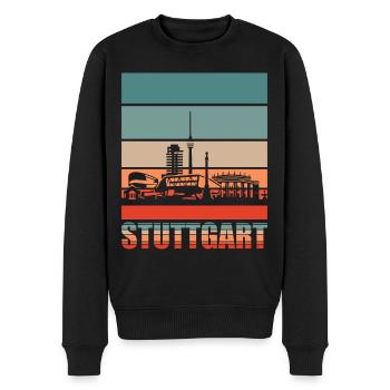 Stuttgart Retro Skyline Stadt - Männer Premium Bio Pullover - Schwarz - Vorne - Nico (187cm)