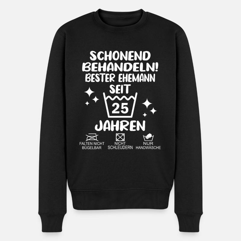 Silberne Hochzeit Ehemann 25 Hochzeitstag - Männer Premium Bio Pullover - Schwarz