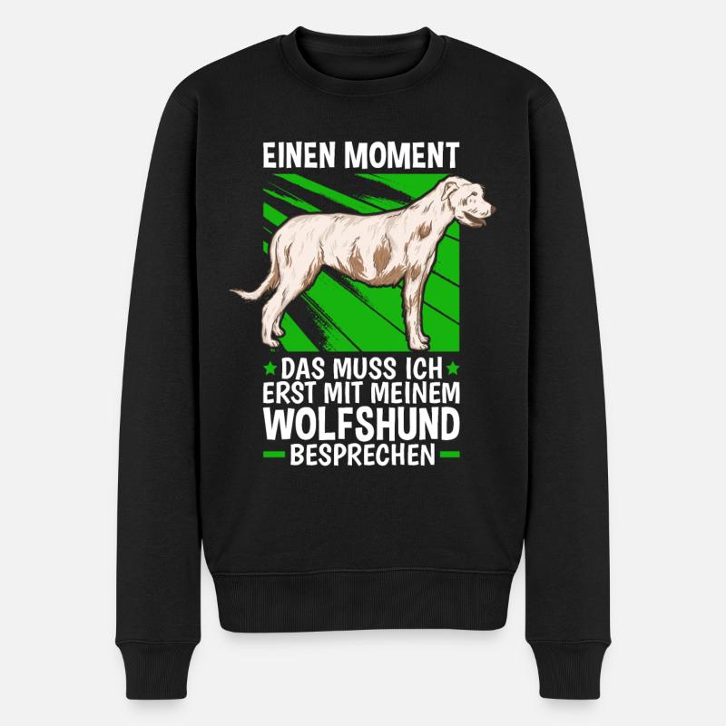 Mit meinem Wolfshund besprechen Irish Wolfhound - Männer Premium Bio Pullover - Schwarz
