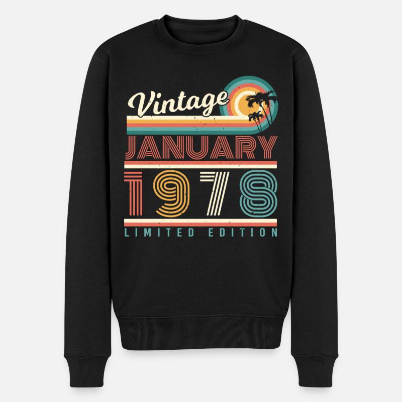 Janvier 1978 Palm Retro - Pull Premium bio Homme - noir