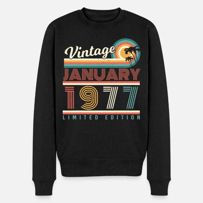 Janvier 1977 Palms Retro - Pull Premium bio Homme - noir
