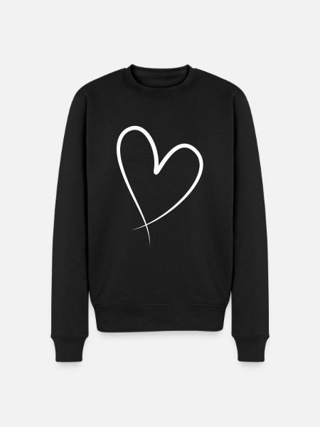 White Heart Gift Idea - Men's Premium Organic Jumper - black