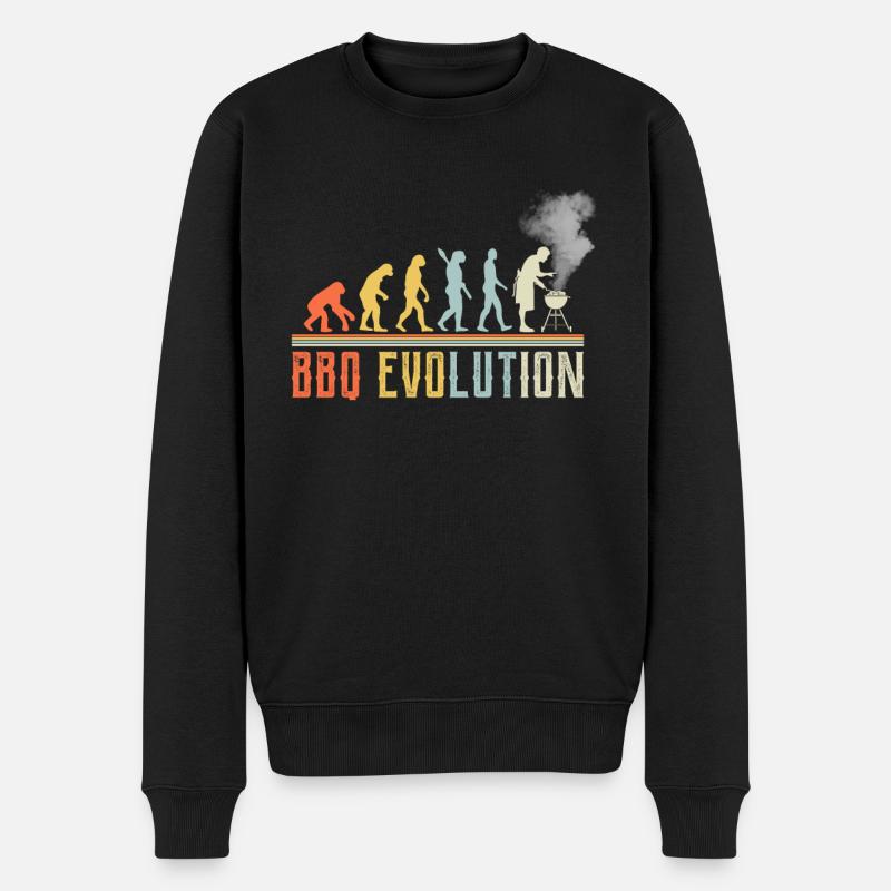 BBQ Evolution Lustiges Zitat - Männer Premium Bio Pullover - Schwarz