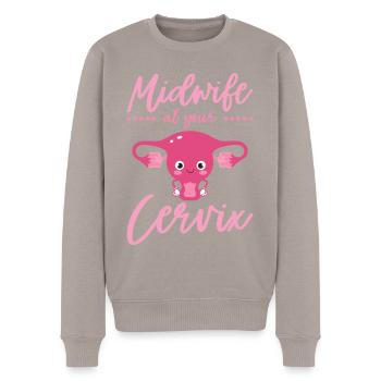 Midwife At Your Cervix Geburtshelfer Hebamme - Männer Premium Bio Pullover - Taupe - Vorne - Nico (187cm)