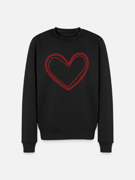 Rotes Herz Geschenkidee - Männer Premium Bio Pullover - Schwarz