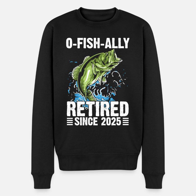 Ruhestand Zitat OFishAlly im Ruhestand 2025 - Männer Premium Bio Pullover - Schwarz