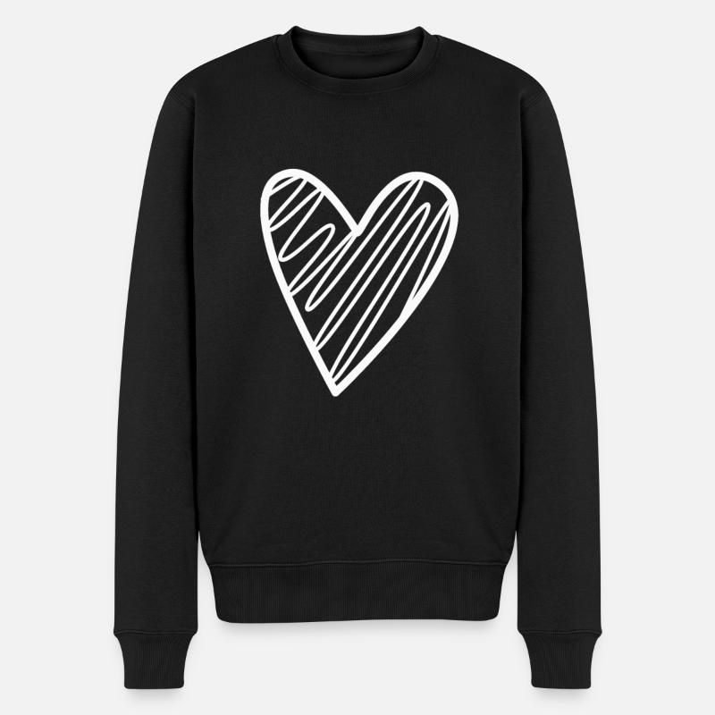 White Heart Gift Idea - Men's Premium Organic Jumper - black