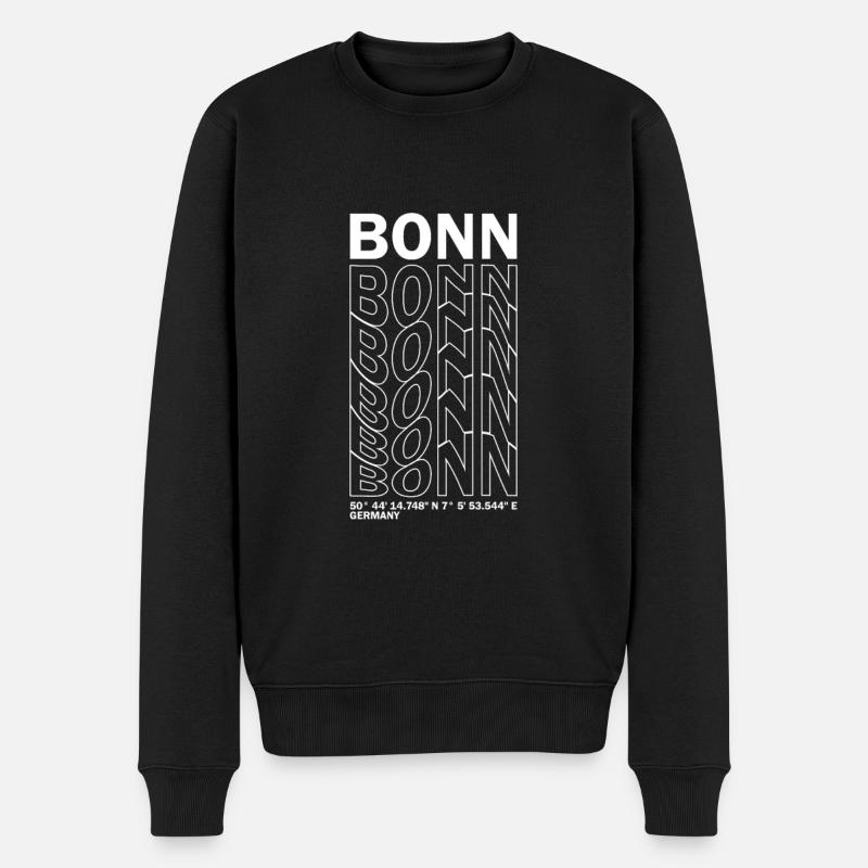Bonn Koordinaten - Männer Premium Bio Pullover - Schwarz