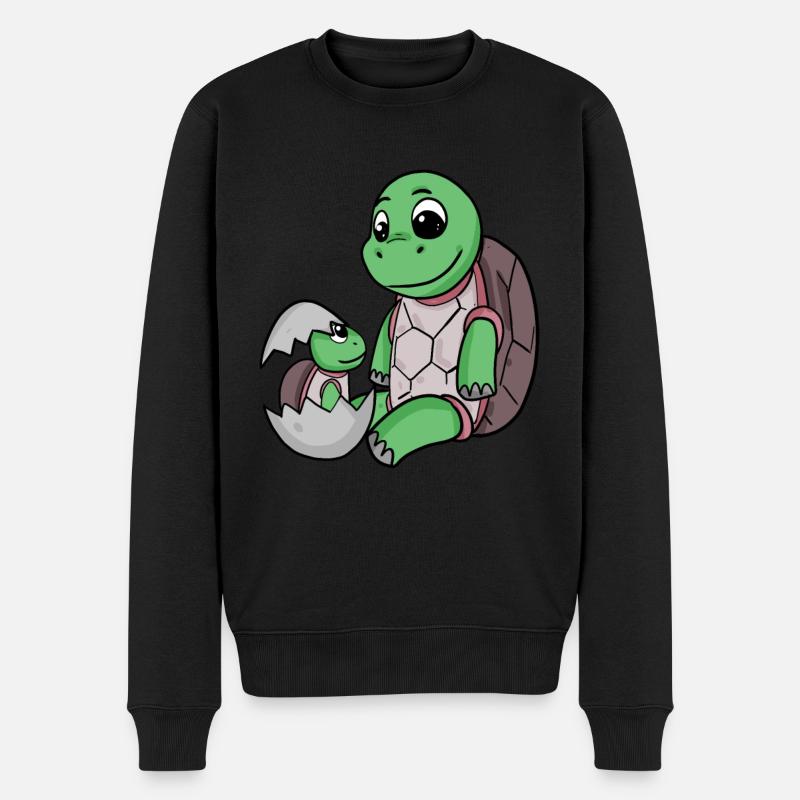 Tortue avec Bébé Tortue - Pull Premium bio Homme - noir