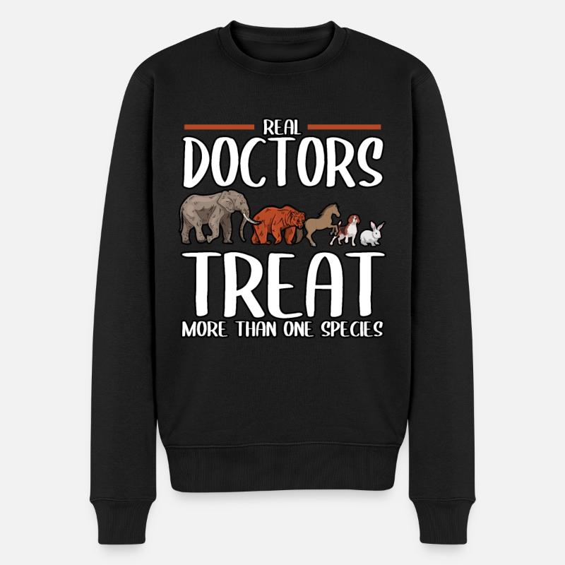 Veterinary Real Doctors Treat More Than One - Männer Premium Bio Pullover - Schwarz