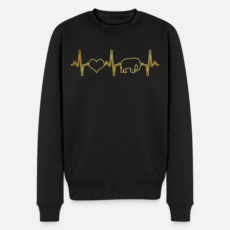 Elefant Herzschlag - Männer Premium Bio Pullover - Schwarz